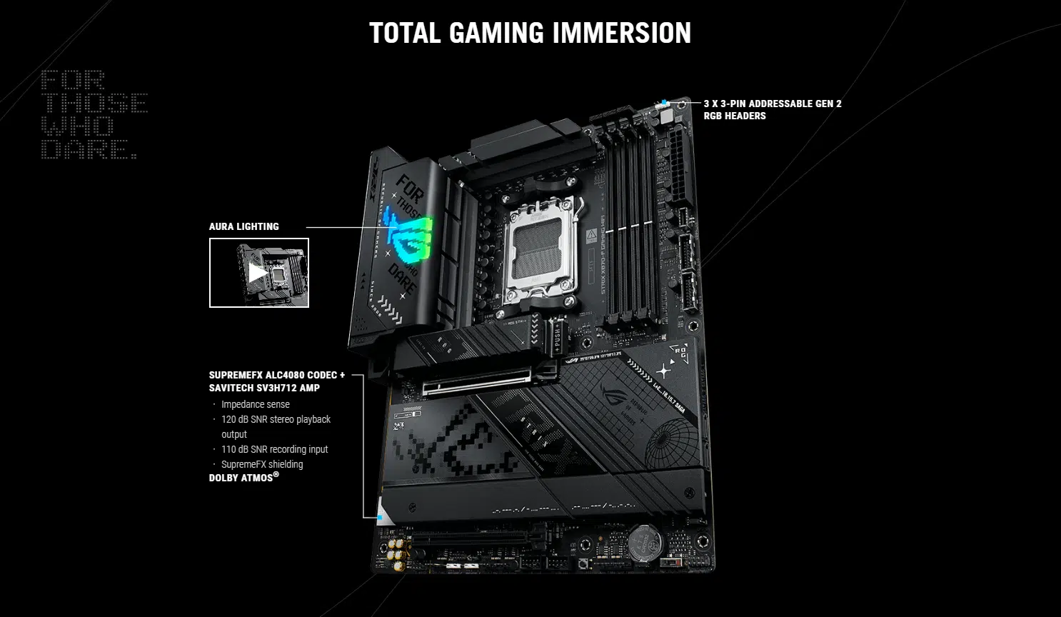 ASUS ROG Strix X870-F Gaming Wi-Fi AM5 ATX Motherboard – AMD X870 Chipset, 4× DDR5 DIMM Slots up to 192GB, 4× M.2 Slots, 1× PCIe 5.0 x16 | Model: 90MB1IV0-M0EAY0