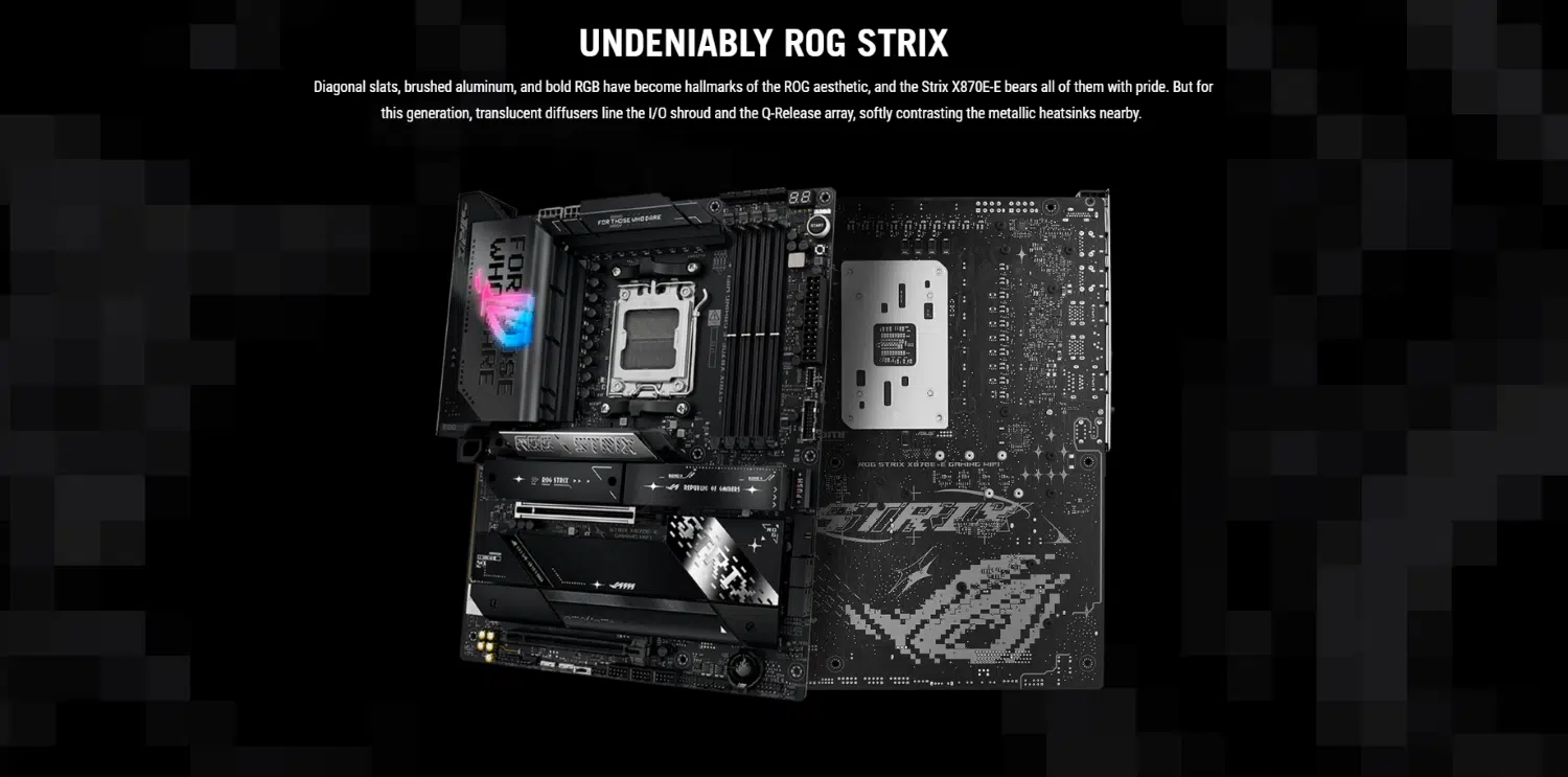 ASUS ROG Strix X870E-E Gaming Wi-Fi DDR5 Motherboard for AMD AM5 Processors – Wi-Fi 7, AI-enhanced features, up to 256GB DDR5 EXPO support, AI Overclocking, dual USB4 ports, and Gen 5 PCIe | Model: 90MB1IB0-M0EAY0