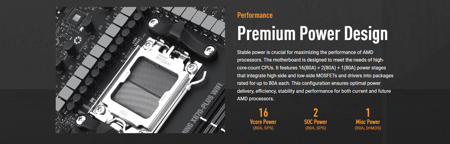 ASUS TUF Gaming X870-Plus Wi-Fi AM5 ATX Motherboard – AMD X870 chipset, 4× DDR5 DIMM slots supporting up to 192GB memory, 4× M.2 slots, 1× PCIe 5.0 x16, and Realtek 2.5Gb Ethernet | Model: 90MB1IU0-M0EAY0