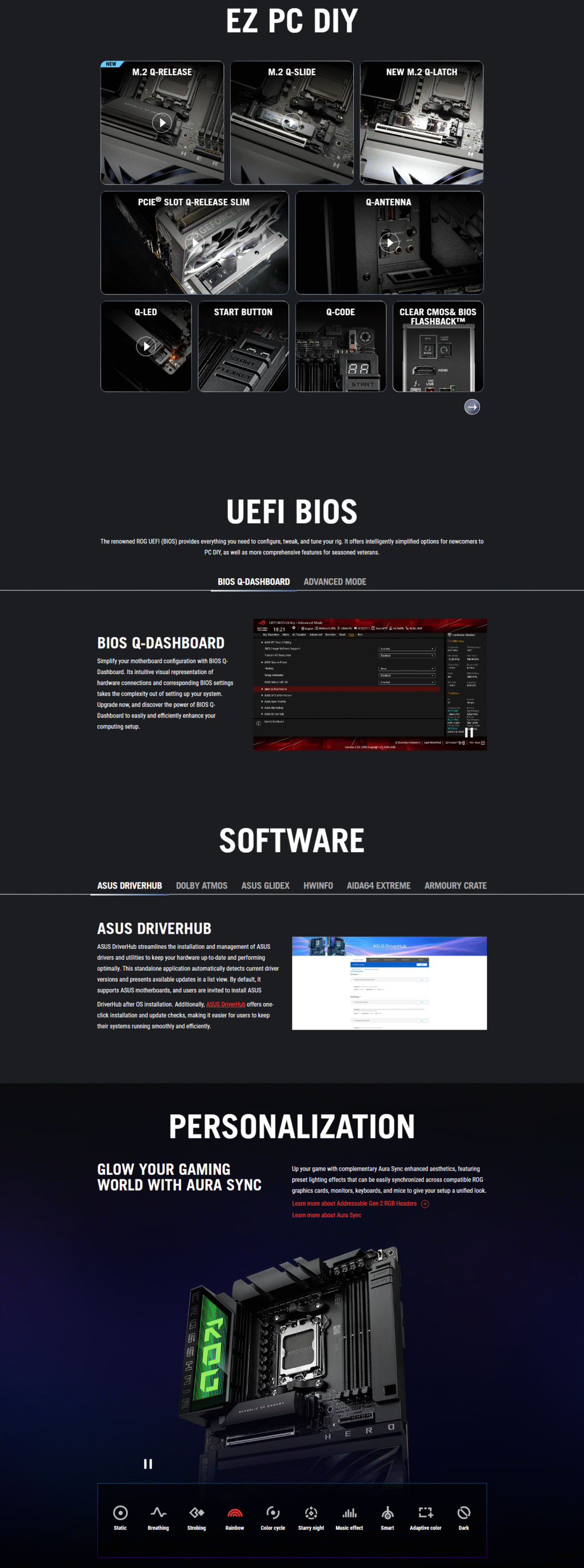 ASUS ROG CROSSHAIR X870E HERO BTF AM5 ATX Motherboard | AMD X870E Chipset, 4× DDR5 DIMM (Up to 256 GB), PCIe 5.0 x16, 5× M.2 Slots – 90MB1MX0-M0EAY0