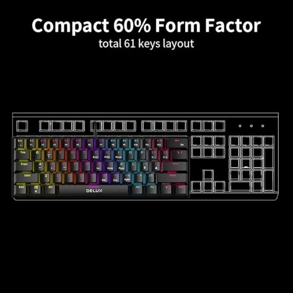 Delux Wired 60 Percent Mini Gaming Keyboard - Image 4