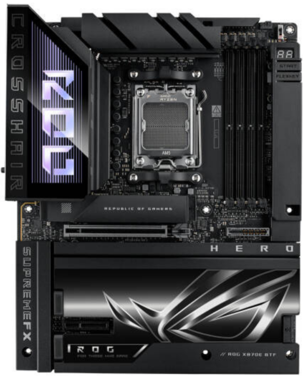 Asus ROG Crosshair X870E Hero BTF ATX Motherboard, AM5 Socket, 4× DDR5 DIMM (Up to 256 GB), PCIe 5.0 x16, 5× M.2 Slots - Image 3