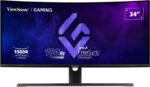 Viewsonic VX3418-2KPC 34 inch Gaming monitor, UWQHD Curved Display, 180Hz Refresh Rate, 1ms Response Time, Black