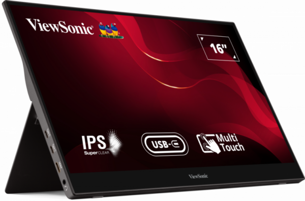 ViewSonic TD1655 16" Full HD Touch Portable Monitor, 60Hz Refresh Rate, 6.5ms Response Time, Silver - Image 2