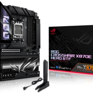 Asus ROG Crosshair X870E Hero BTF ATX Motherboard, AM5 Socket, 4× DDR5 DIMM (Up to 256 GB), PCIe 5.0 x16, 5× M.2 Slots