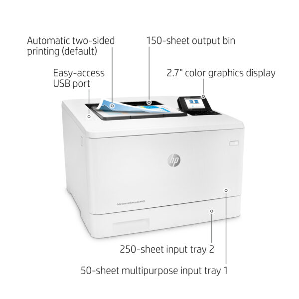 HP Color LaserJet M455dn Printer, Up to 28ppm Print Speed, 250 Sheet Input Tray, USB, Ethernet, Wi-Fi, White - Image 9