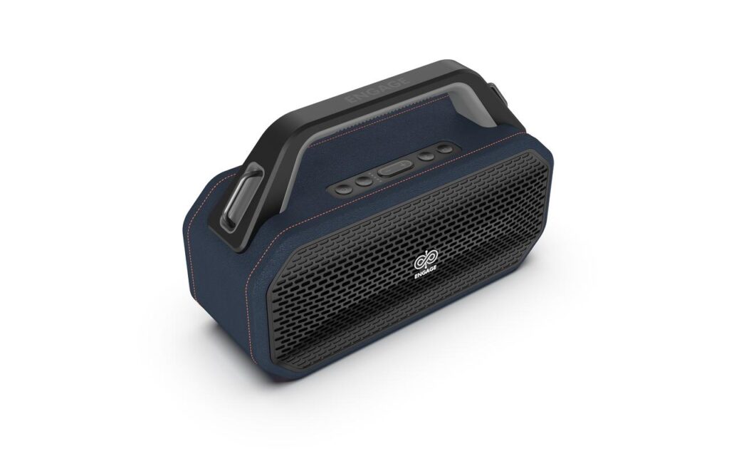 Engage 502 Portable Speaker, 100W (2x 50W) Sound Output, 70Hz-20KHz Frequency Response, 4.5″ Woofer & 1″ Tweeter Dual Speaker System, Bluetooth 5.3 Connectivity, 4000mAh Battery, Black