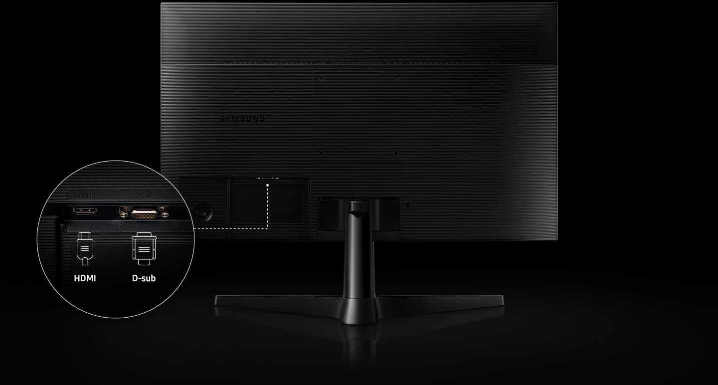 The back of the monitor is shown. HDMI and D-sub are expanded.