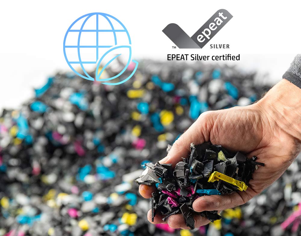 Our printer is made up of more than 25% recycled plastic5 an...
