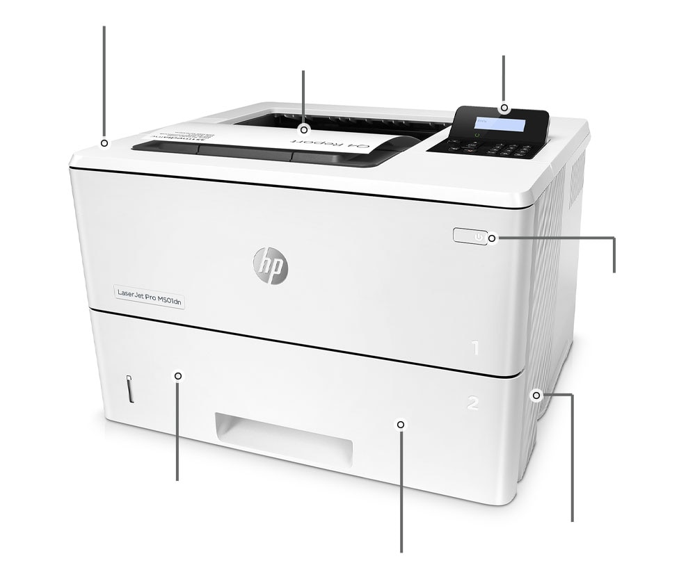 HP printer image with all features