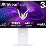 LG 34" 34GX90SA UltraGear™ OLED Curved Gaming Monitor, WQHD Resolution, 240Hz Refresh Rate, 0.03ms Response Time, G-Sync Compatible, WebOS, White