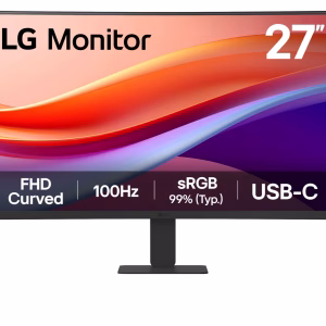 LG 27″ 27U421A FHD Curved Monitor, VA Panel, 100Hz Refresh Rate, USB-C Port, Black