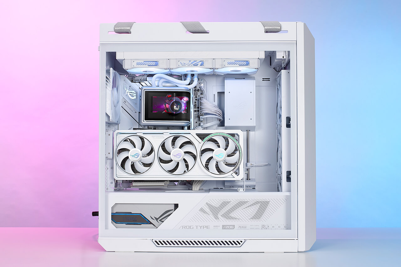 The side view of ROG Ryuo IV SLC 360 ARGB White Edition PC Build