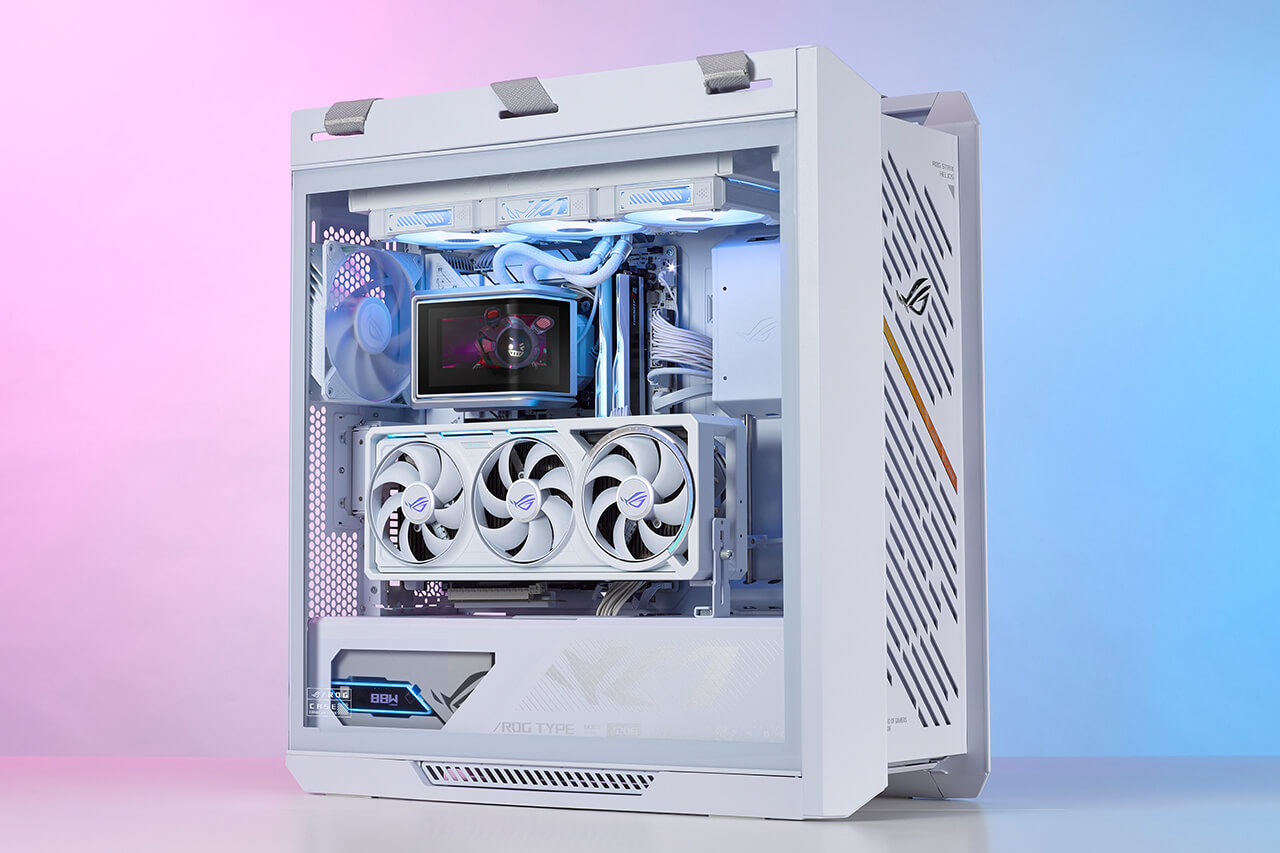 The front view of ROG Ryuo IV SLC 360 ARGB White Edition PC Build