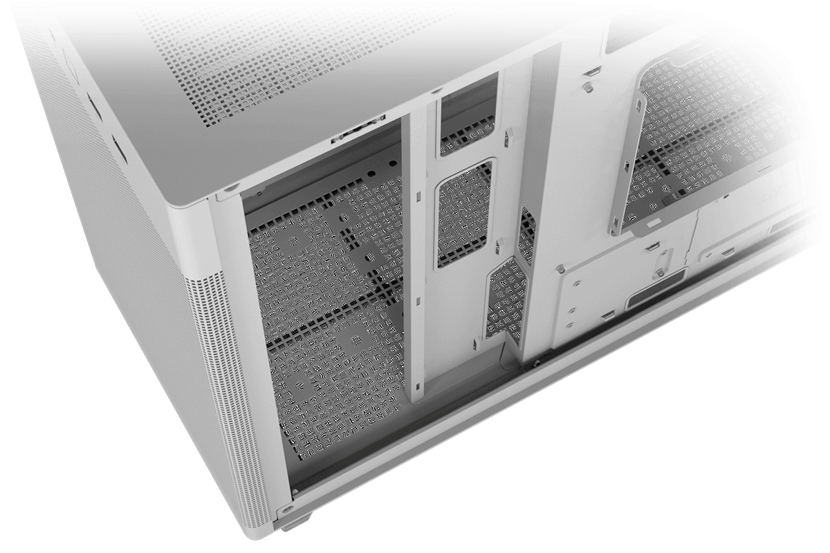 Close up on the ASUS Prime AP201 32 mm-wide cable management space