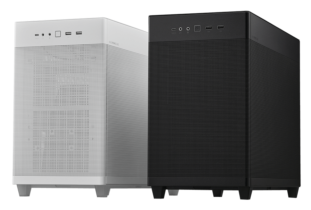 ASUS Prime AP201 black and white model stand together