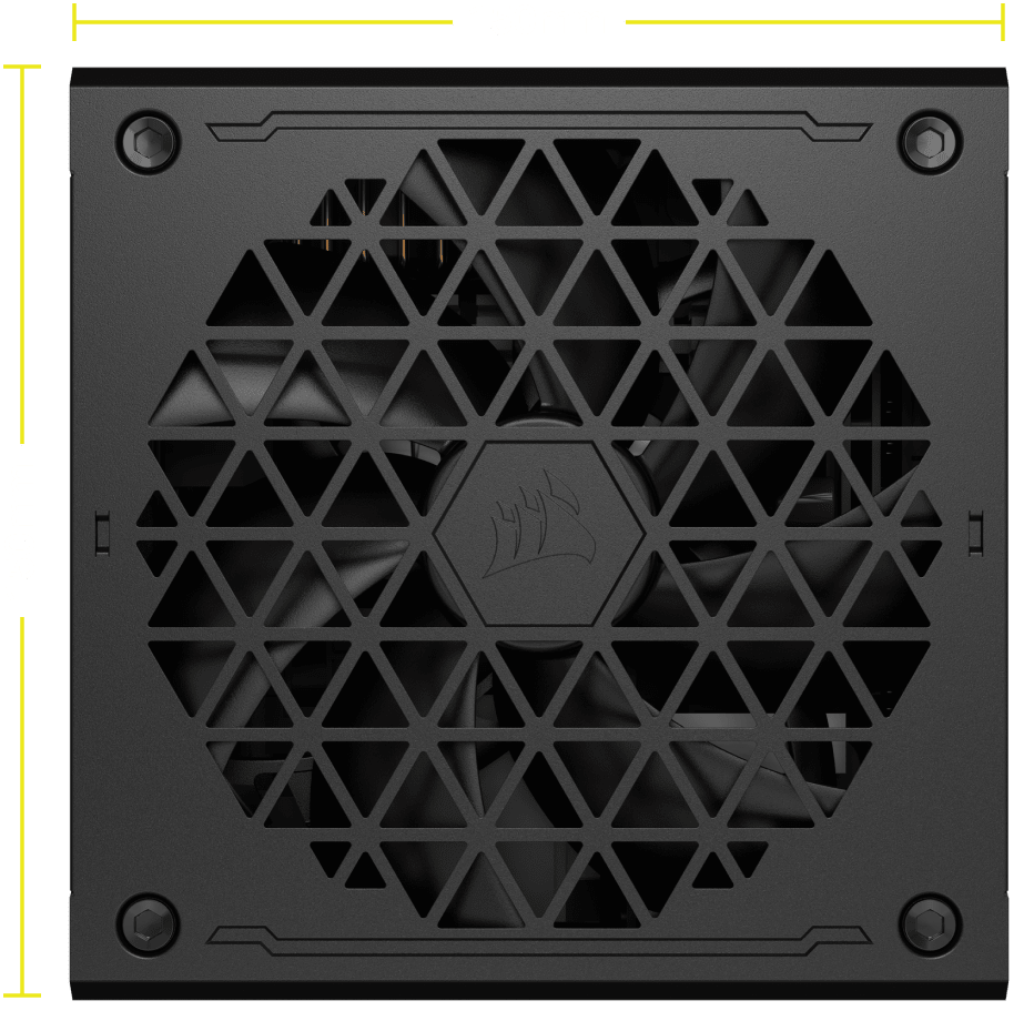 Close up shot of the fan on the CORSAIR power supply