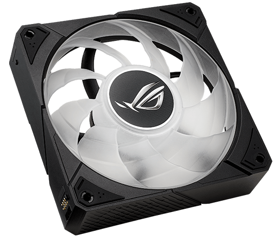 Highlighting the bearing system at the center of the fan.