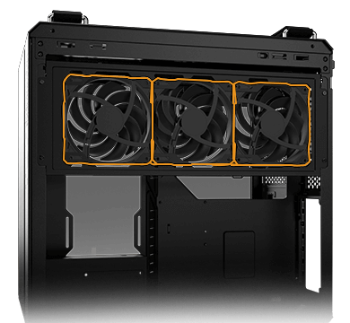 TUF Gaming GT502 Horizon ARGB with 3 fans installed in rear chamber