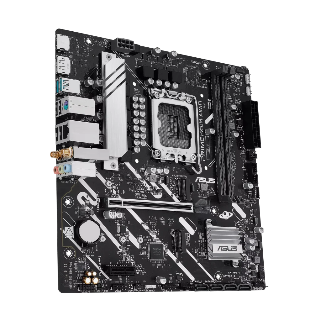 ASUS PRIME H810M-A WIFI Motherboard, WiFi 6, USB 10Gbps Type-A, USB 5Gbps Type-C, PCIe 4.0 M.2, Aura Sync