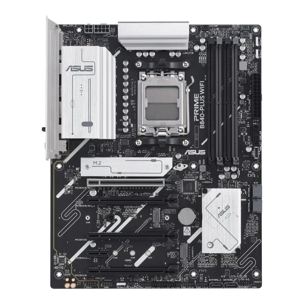 ASUS PRIME B840-PLUS WIFI Motherboard, AM5 Socket, 2.5Gb Ethernet, WiFi 6E, USB 10Gbps Type-C, Aura Sync