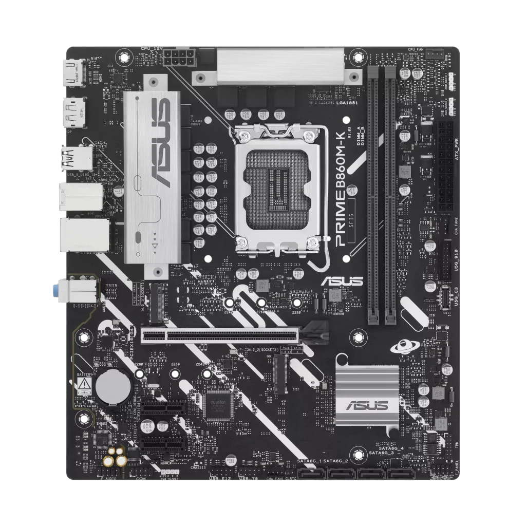 ASUS PRIME B860M-K Motherboard, AEMP III, USB 10Gbps Type-A, USB 5Gbps Type-C, PCIe 5.0 M.2, 2.5Gb Ethernet, Aura Sync