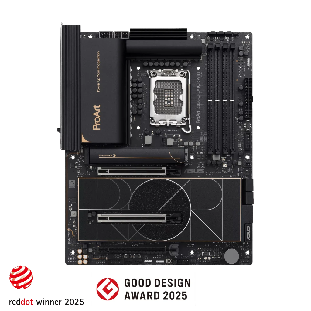 ASUS ProArt Z890-CREATOR WIFI Intel Z890 LGA1851 ATX content creation motherboard with PCIe® 5.0, DDR5 slots, two USB4® ports, 10G and 2.5G Ethernet, WiFi 7, five M.2 slots, plus a USB 20Gpbs front-panel header