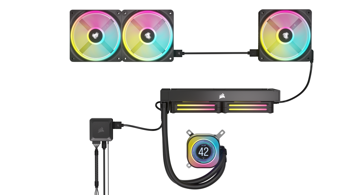 Showcase of the iCUE Link Fans connected to the system hub