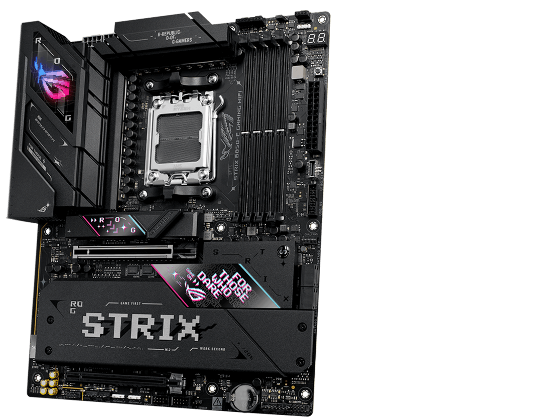 The Strix B850-E front and back