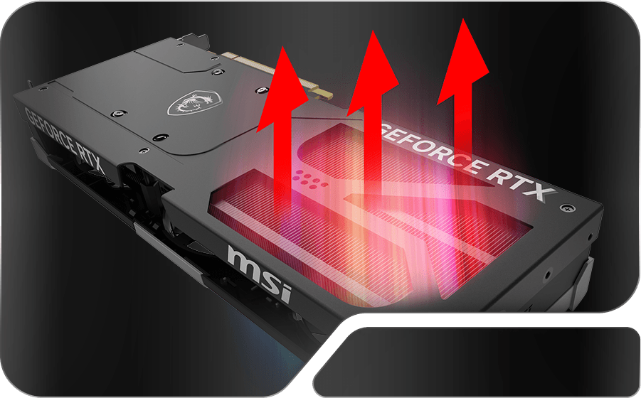 MSI Ventus 3X metal backplate for graphics card strength and cooling