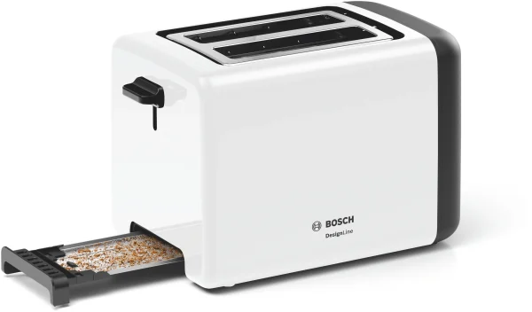 Bosch DesignLine Stainless Steel Compact Toaster, Two Slice, White - Image 2