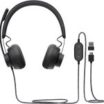 Logitech Zone Wired Headset with Advanced Noise Canceling Mic, UC Version, USB, Graphite, 981-000875