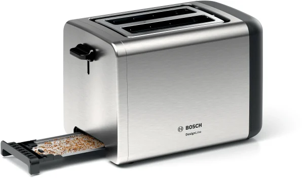 Bosch DesignLine Stainless Steel Compact Toaster, Two Slice, Silver - Image 2