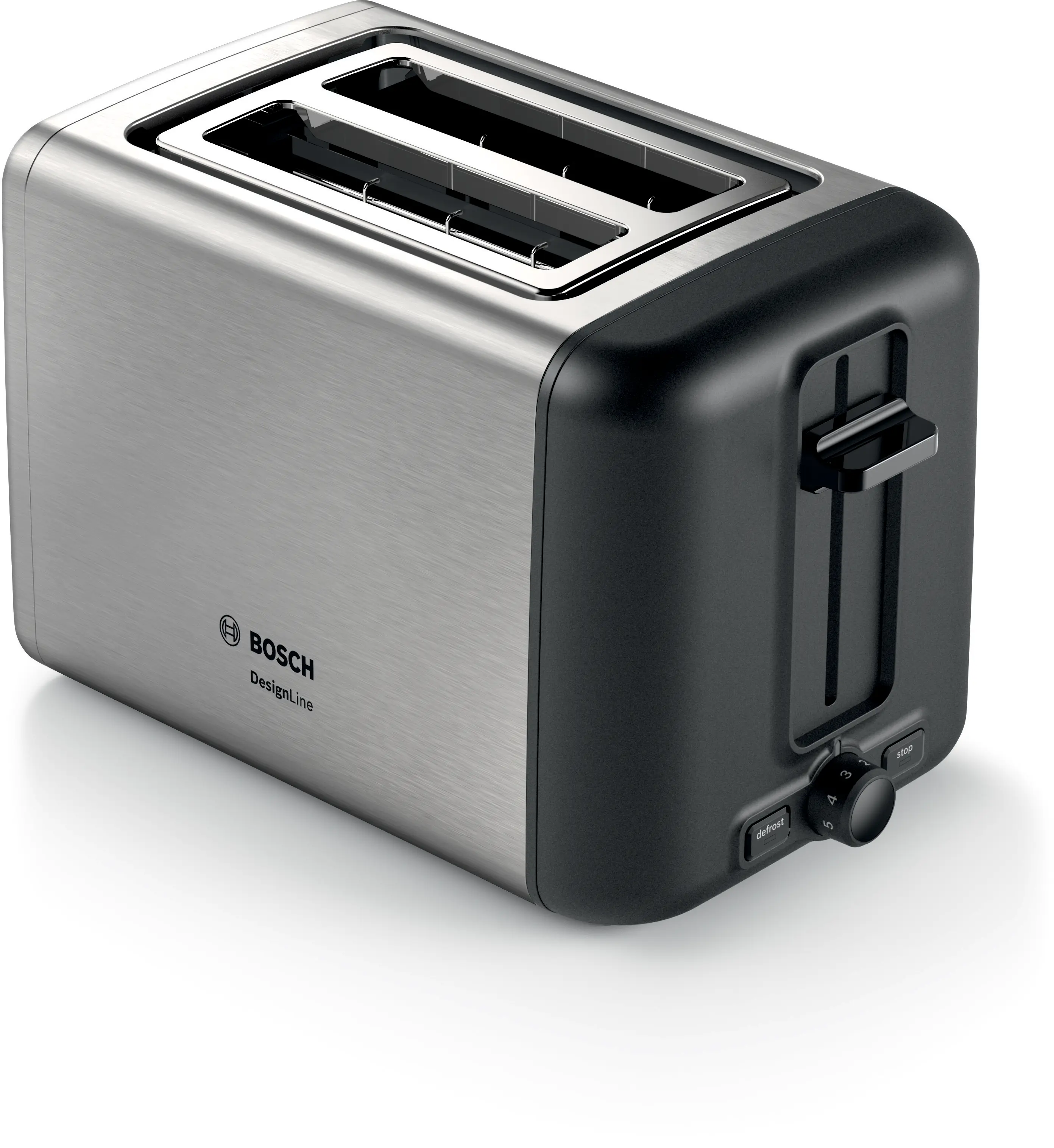 Bosch DesignLine Stainless Steel Compact Toaster, Two Slice, Silver - Image 1