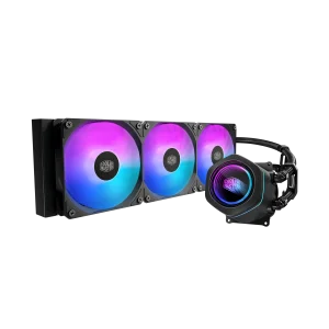 Cooler Master MasterLiquid Core Nex Series 360mm Liquid Cooler, Rotatable pump cover design, 360mm radiator, Lite 120 ARGB fan*3, ARGB, 400mm tubing length, Black, MLX-D36M-A18PA-R1