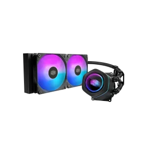 Cooler Master MasterLiquid Core Nex Series 240mm Liquid Cooler, Rotatable pump cover design, 240mm radiator, Lite 120 ARGB fan*2, ARGB, 400mm tubing length, Black, MLX-D24M-A18PA-R1