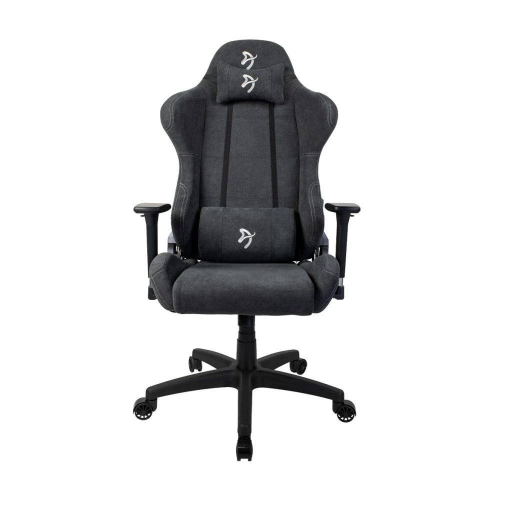 Arozzi Torretta Soft Fabric Material Gaming Chair, 3D Armrests, Adjustable Lumbar Pillow, 120kg Weight Capacity, Dark Gray, TORRETTA-SFB-DG2