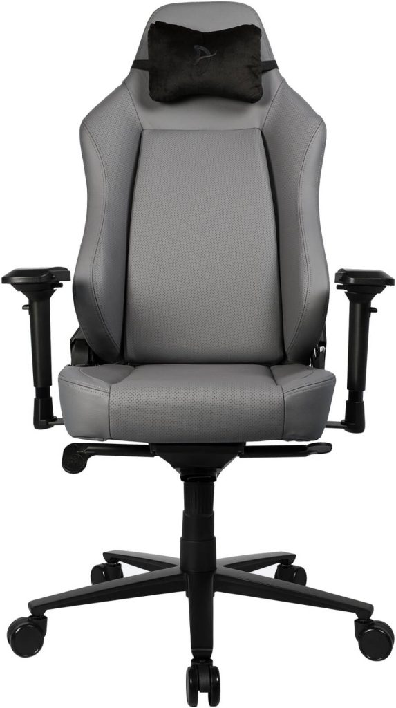 Arozzi Primo Full premium Leather Gaming Chair, Velour Neck Pillow, Up to 145kg Weight Capacity, Anthracite, PRIMO-PREM-AE