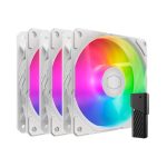 Cooler Master SickleFlow Edge 120 ARGB 3-Pack - 3x120mm Fans (690-2500rpm, PWM), High Airflow (70.7CFM) & Static Pressure (3.61mmH2O), ARGB Gen 2, LED Controller, 32.8dBA Max. - White, MFX-B2DW-253P2-R2