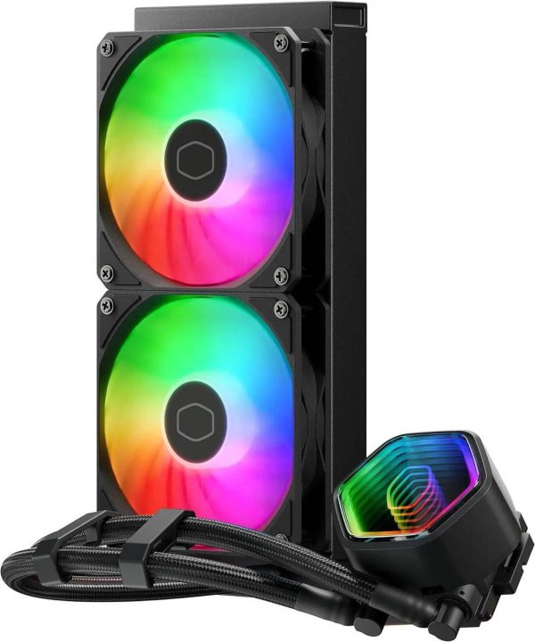 Cooler Master MasterLiquid Core II Series 240mm Liquid Cooler, Infinity mirror cover, 240mm radiator, Lite 120 ARGB fan*2, ARGB Gen 1, Paper tray, Black, MLW-D24M-A18PA-R1 - Image 2