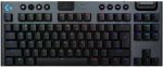 Logitech G915 X LIGHTSPEED TKL Wireless Low Profile Gaming Keyboard, Clicky Switches, Black, 920-012757