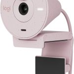 Logitech Brio 300 Full HD Webcam with Privacy Shutter, Noise Reduction Microphone, USB-C, Ceritified for Zoom, Microsoft Teams, Google Meet, Auto Light Correction - Rose, 960-001448