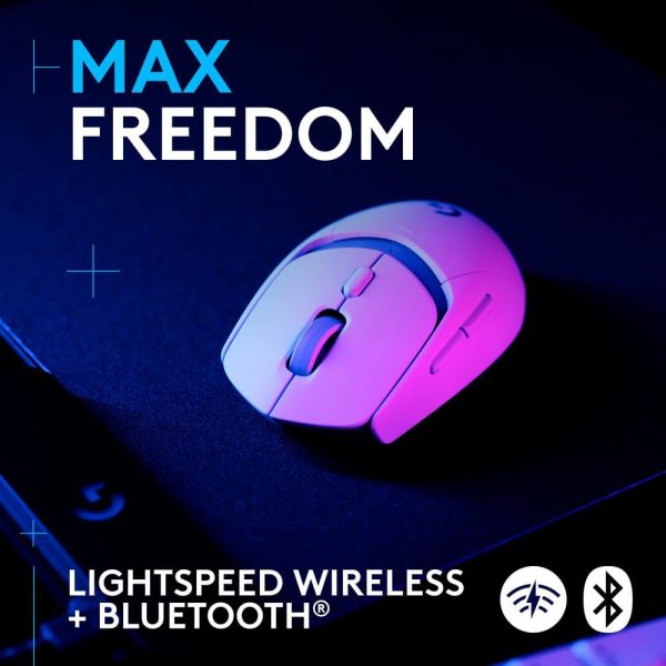 Logitech G309 LIGHTSPEED Wireless Gaming Mouse, Lightweight, LIGHTFORCE Hybrid Switches, HERO 25K Sensor, 300+ Hour Battery Life With AA Battery, 6 Programmable Buttons, PC & Mac - White, 910-007208 - Image 8