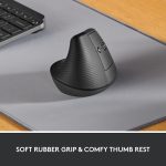 Logitech Lift Vertical Ergonomic Mouse, Wireless, Bluetooth or Logi Bolt USB receiver, Quiet clicks, 4 buttons, compatible with Windows/macOS/iPadOS, Laptop, PC - Graphite, 910-006473 - Image 9
