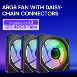 Cooler Master Elite 690 Wood Computer Case, 3 X Pre-Installed Reverse Argb Fans, Upto 360mm AIO Support, ATX Motherboard Support, RTX 50 Series Upto 425mm, Type C Connector, White, E690-WHNN-S00 - Image 5