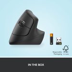 Logitech Lift Vertical Ergonomic Mouse, Wireless, Bluetooth or Logi Bolt USB receiver, Quiet clicks, 4 buttons, compatible with Windows/macOS/iPadOS, Laptop, PC - Graphite, 910-006473 - Image 5