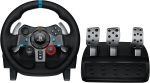 Logitech G29 Driving Force Racing Wheel and Floor Pedals, Real Force Feedback, Stainless Steel Paddle Shifters, Leather Steering Wheel Cover for PS5 Pro, PS5, PS4, PC, Mac - Black
