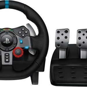 Logitech G29 Driving Force Racing Wheel and Floor Pedals, Real Force Feedback, Stainless Steel Paddle Shifters, Leather Steering Wheel Cover for PS5 Pro, PS5, PS4, PC, Mac - Black
