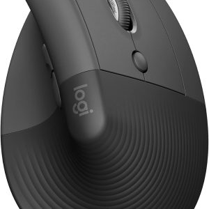 Logitech Lift Vertical Ergonomic Mouse, Wireless, Bluetooth or Logi Bolt USB receiver, Quiet clicks, 4 buttons, compatible with Windows/macOS/iPadOS, Laptop, PC - Graphite, 910-006473