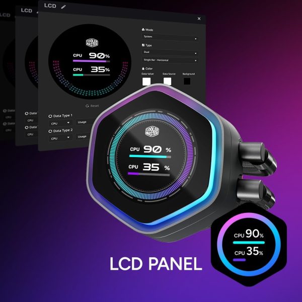 Cooler Master ML 240 Atmos II LCD ARGB Simple Water Cooling CPU Cooler, Black, MLX-D24M-A25SZ-L1 - Image 5